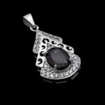 گردنبند نقره زنانه با سنگ گارنت الماس تراش طرح مهدیه - Image 4