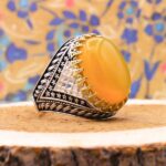 انگشتر شرف الشمس نقره مردانه طرح برزان + حکاکی - Image 4