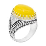 انگشتر شرف الشمس نقره مردانه طرح برزان + حکاکی