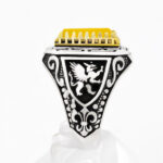 انگشتر شرف الشمس نقره مردانه طرح مستطیلی هخامنش + حکاکی - Image 2