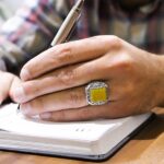 انگشتر شرف الشمس نقره مردانه طرح مستطیلی هخامنش + حکاکی - Image 3