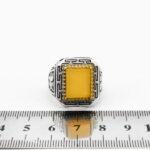 انگشتر شرف الشمس نقره مردانه طرح مستطیلی هخامنش + حکاکی - Image 4