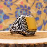 انگشتر شرف الشمس نقره مردانه طرح مستطیلی هخامنش + حکاکی - Image 5