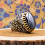 انگشتر حدید صینی نقره مردانه طرح آمدم ای شاه + حکاکی - Image 5