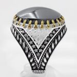 انگشتر حدید صینی نقره مردانه طرح برزان + حکاکی - Image 4