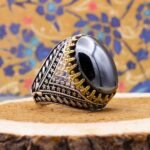 انگشتر حدید صینی نقره مردانه طرح برزان + حکاکی - Image 2