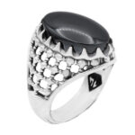 انگشتر حدید صینی نقره مردانه طرح ضریح + حکاکی