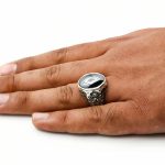 انگشتر حدید صینی نقره مردانه دست ساز طرح فاخر صدیق + حکاکی - Image 2