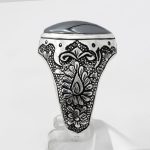 انگشتر حدید صینی نقره مردانه دست ساز طرح فاخر صدیق + حکاکی - Image 4