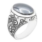 انگشتر حدید صینی نقره مردانه دست ساز طرح فاخر صدیق + حکاکی