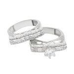 حلقه و پشت حلقه نقره زنانه طرح کمند