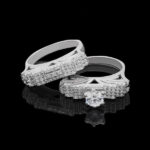 حلقه و پشت حلقه نقره زنانه طرح کوثر - Image 4