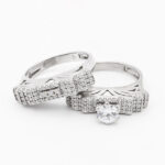 حلقه و پشت حلقه نقره زنانه طرح کوثر - Image 2