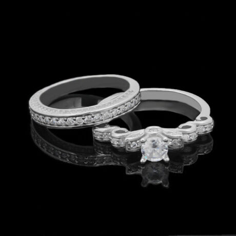 حلقه و پشت حلقه نقره زنانه طرح کیانا