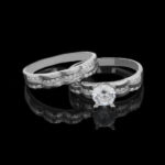 حلقه و پشت حلقه نقره زنانه طرح گل آرا