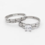 حلقه و پشت حلقه نقره زنانه طرح گل آرا - Image 3