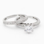 حلقه و پشت حلقه نقره زنانه طرح گلپر - Image 2