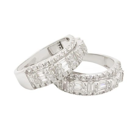 حلقه و پشت حلقه نقره زنانه طرح گلدشت