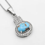 گردنبند فیروزه نیشابوری نقره زنانه طرح داملا - Image 3