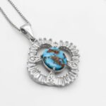 گردنبند فیروزه نیشابوری نقره زنانه طرح تیهو - Image 3