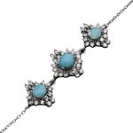 دستبند فیروزه نیشابوری نقره زنانه طرح فخیمه