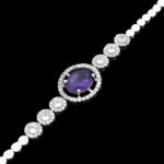 دستبند آمیتیست الماس تراش نقره زنانه طرح ماجده