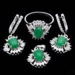 نیم ست عقیق سبز نقره زنانه طرح آبان - Image 4