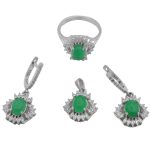 نیم ست عقیق سبز نقره زنانه طرح آبان