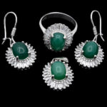 نیم ست عقیق سبز نقره زنانه طرح شکیبا - Image 4