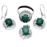 نیم ست عقیق سبز نقره زنانه طرح شکیبا