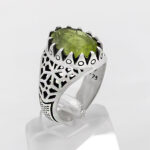 انگشتر زبرجد الماس تراش نقره مردانه طرح شهامت - Image 3