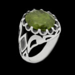 انگشتر زبرجد الماس تراش نقره مردانه طرح شهباز