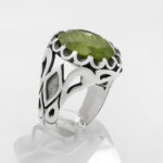 انگشتر زبرجد الماس تراش نقره مردانه طرح شهباز - Image 3