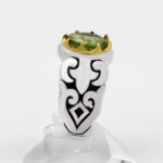 انگشتر زبرجد الماس تراش نقره مردانه طرح شهبال - Image 3