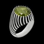 انگشتر زبرجد الماس تراش نقره مردانه طرح سهران