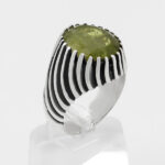 انگشتر زبرجد الماس تراش نقره مردانه طرح سهران - Image 3