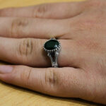 انگشتر زمرد الماس تراش نقره مردانه شهراد - Image 3