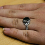 انگشتر زمرد الماس تراش نقره مردانه شهرام - Image 3