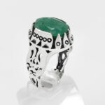 انگشتر زمرد الماس تراش نقره مردانه شهرخ - Image 4