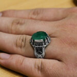 انگشتر زمرد الماس تراش نقره مردانه شهرخ - Image 3