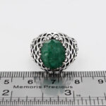 انگشتر زمرد هندی الماس تراش نقره مردانه شهرداد - Image 4