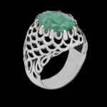 انگشتر زمرد هندی الماس تراش نقره مردانه شهرداد