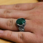 انگشتر زمرد هندی الماس تراش نقره مردانه شهروز - Image 4