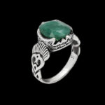 انگشتر زمرد هندی الماس تراش نقره مردانه شهروز