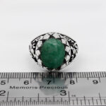 انگشتر زمرد الماس تراش نقره مردانه یا محمد (ص) - Image 4