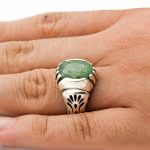 انگشتر زمرد هندی الماس تراش نقره مردانه بشیر - Image 2