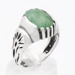 انگشتر زمرد هندی الماس تراش نقره مردانه بشیر - Image 4