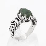 انگشتر زمرد هندی الماس تراش نقره مردانه محسن - Image 4