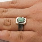 انگشتر زمرد هندی الماس تراش نقره مردانه باقر - Image 2