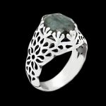 انگشتر زمرد هندی الماس تراش نقره مردانه برهان